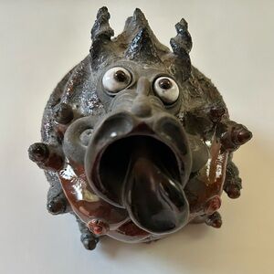 Ceramic figurine handmade artist signed 1995 Grotesque Monster Hand Made Ceramic